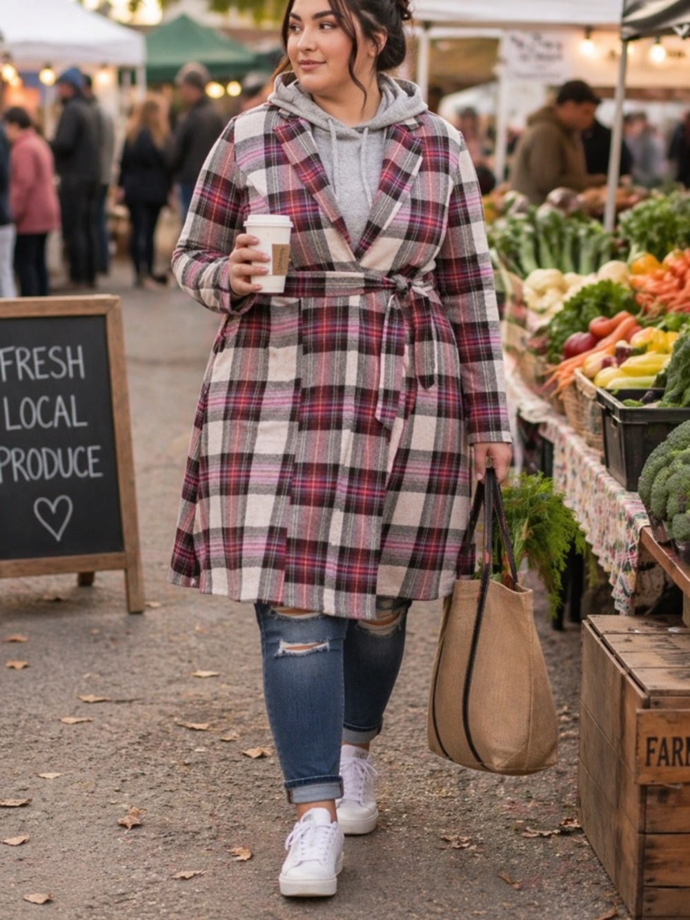 torrid Pink  Plaid  Longline Blazer with belt